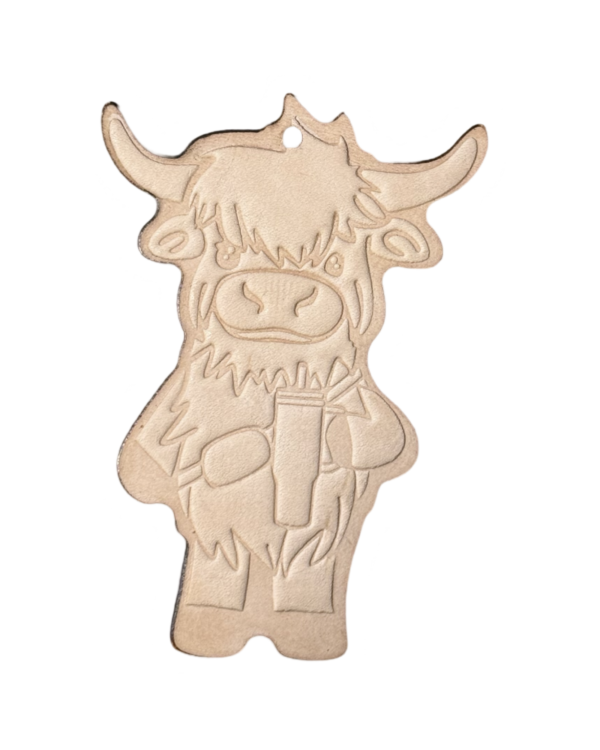 Boujee Highland Cow Leather Car Freshener