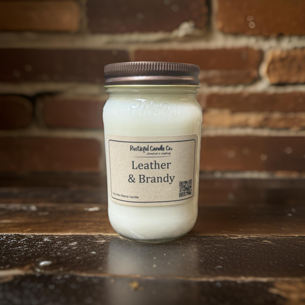 Leather & Brandy 16oz Mason Jar