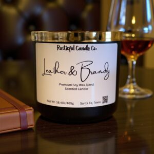 Leather & Brandy 3 Wick Scented Candle